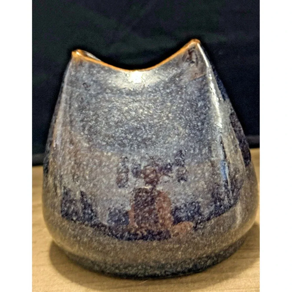 Vintage Ceramic Pottery Candle Holder Studio Art Signed